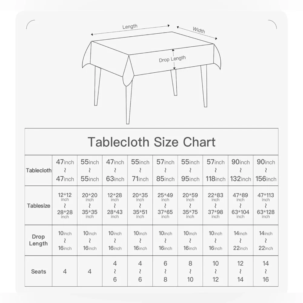 NEW Rectangle Tablecloth Wrinkle Resist WaterProof Fabric Indoor Outdoor 55x95”